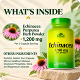 Verified Echinacea label details for 90 capsules and 30 servings.