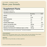 Elderberry Gummies Supplement Facts and ingredients.