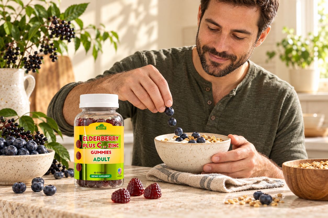 Alfa Vitamins Elderberry plus C and Zinc Gummies — story.