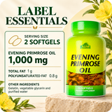 Existing Evening Primrose Oil label details for 60 softgels and 30 servings.