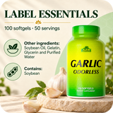Garlic Odorless verified label essentials and allergen information.