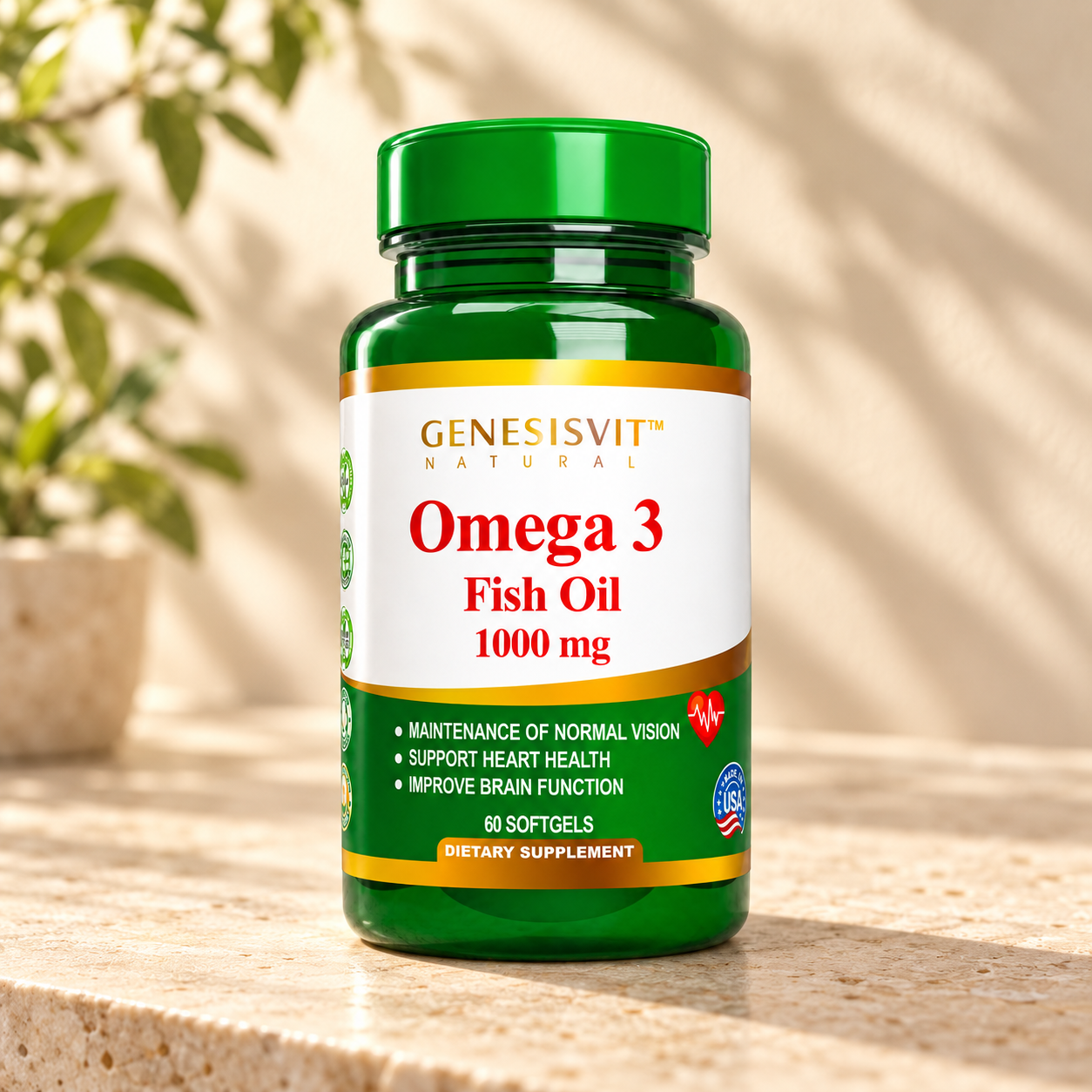 Genesisvit® Omega 3 Fish Oil 1000 mg - 60 Softgels