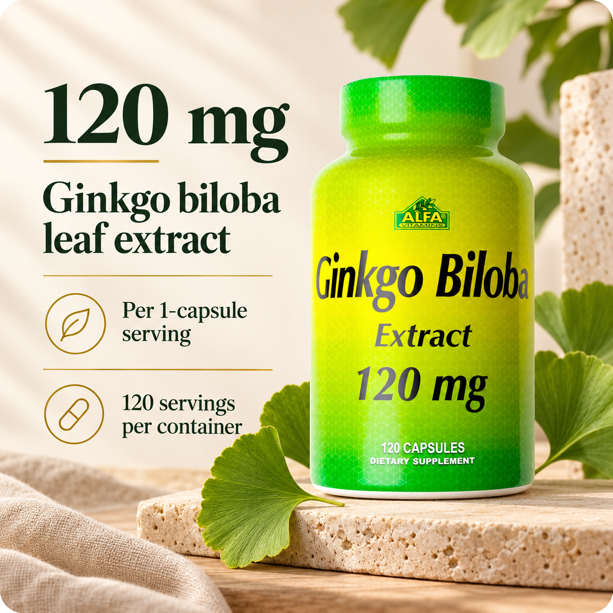 Ginkgo Biloba Extract 120 mg per capsule — formula details