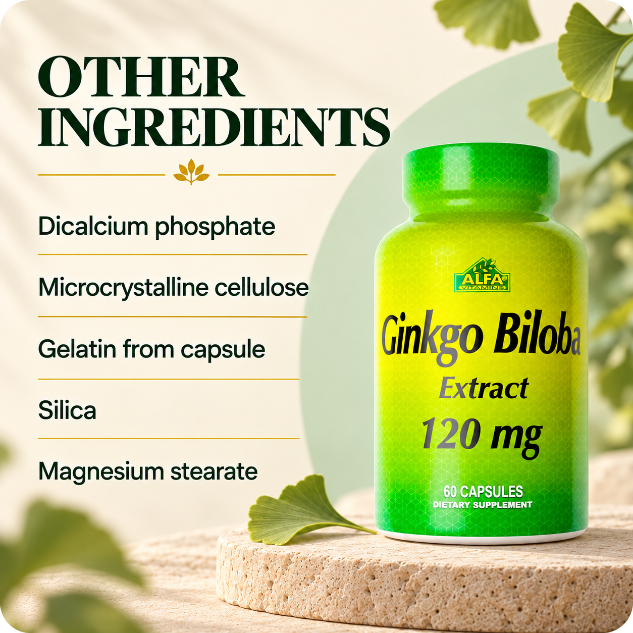 Ginkgo Biloba existing other ingredients and label essentials