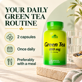 Green Tea directions: two capsules once daily, preferably with a meal.