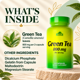 Verified Green Tea label details for 60 capsules and 30 servings.