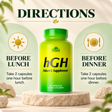 Directions for Alfa Vitamins hGH: two capsules before lunch and two before dinner