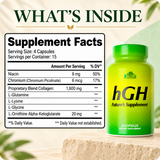 Supplement Facts for Alfa Vitamins hGH, serving size four capsules