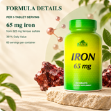 Iron formula details from the verified label.