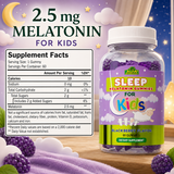 Supplement facts for Alfa Kids Melatonin Gummies, 2.5 mg per gummy