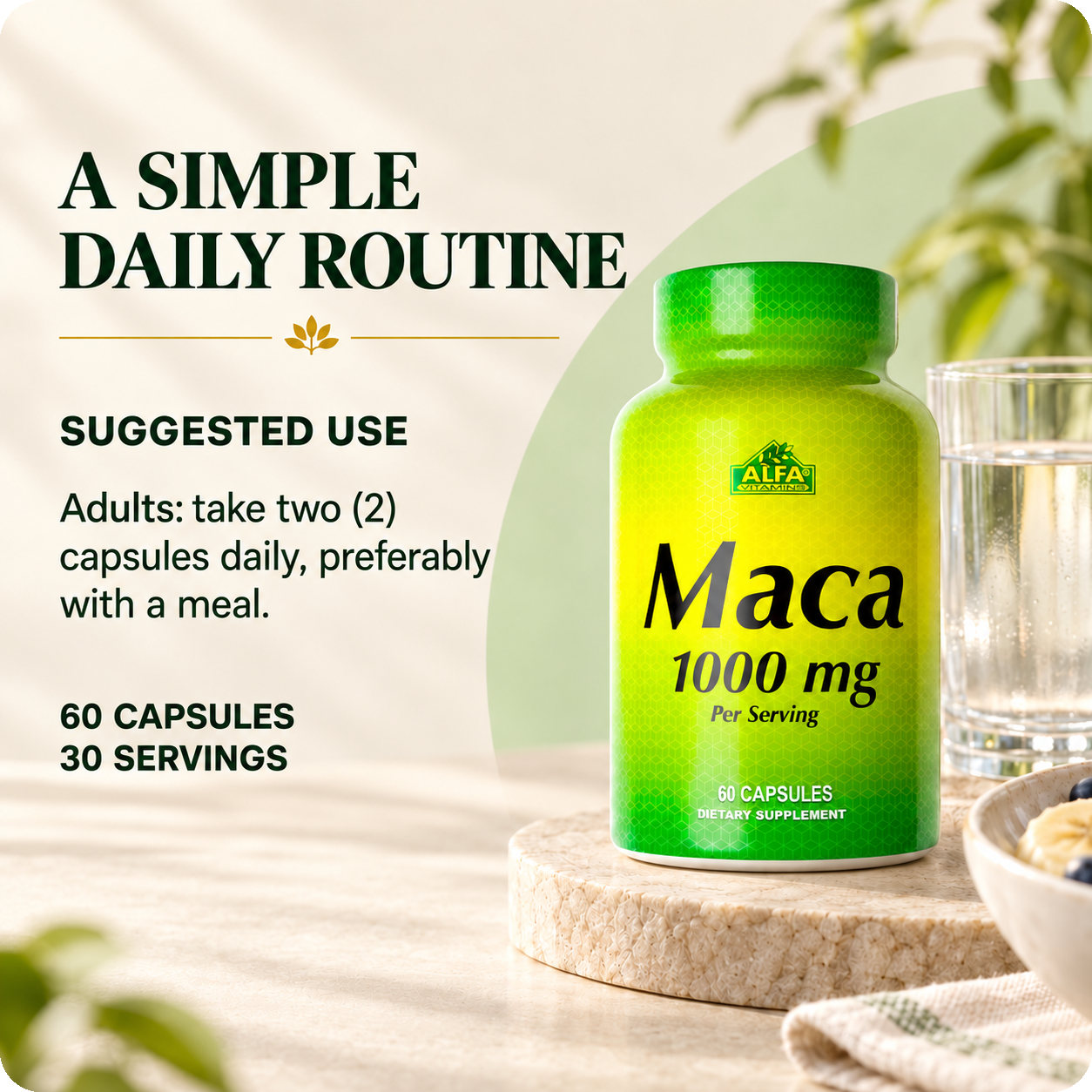 Directions for Alfa Maca 1000 mg capsules