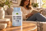 Magnesium Plus Melatonin 10 mg per Serving - 60 Capsules package in a naturally lit lifestyle scene