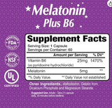 Original Melatonin Plus B6 label: 5 mg melatonin and 25 mg vitamin B6 per capsule