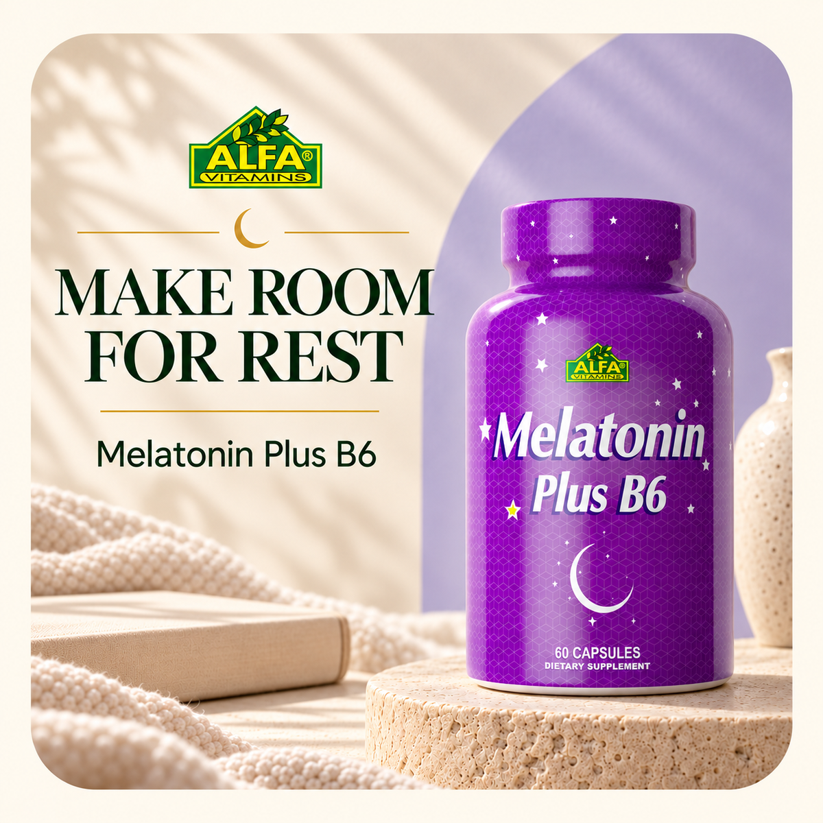 Alfa Vitamins Melatonin Plus B6 rest benefit