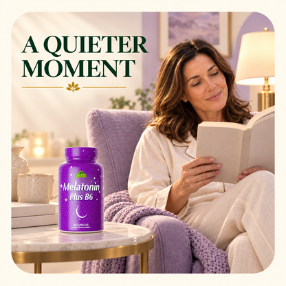 Alfa Vitamins Melatonin Plus B6 reading lifestyle
