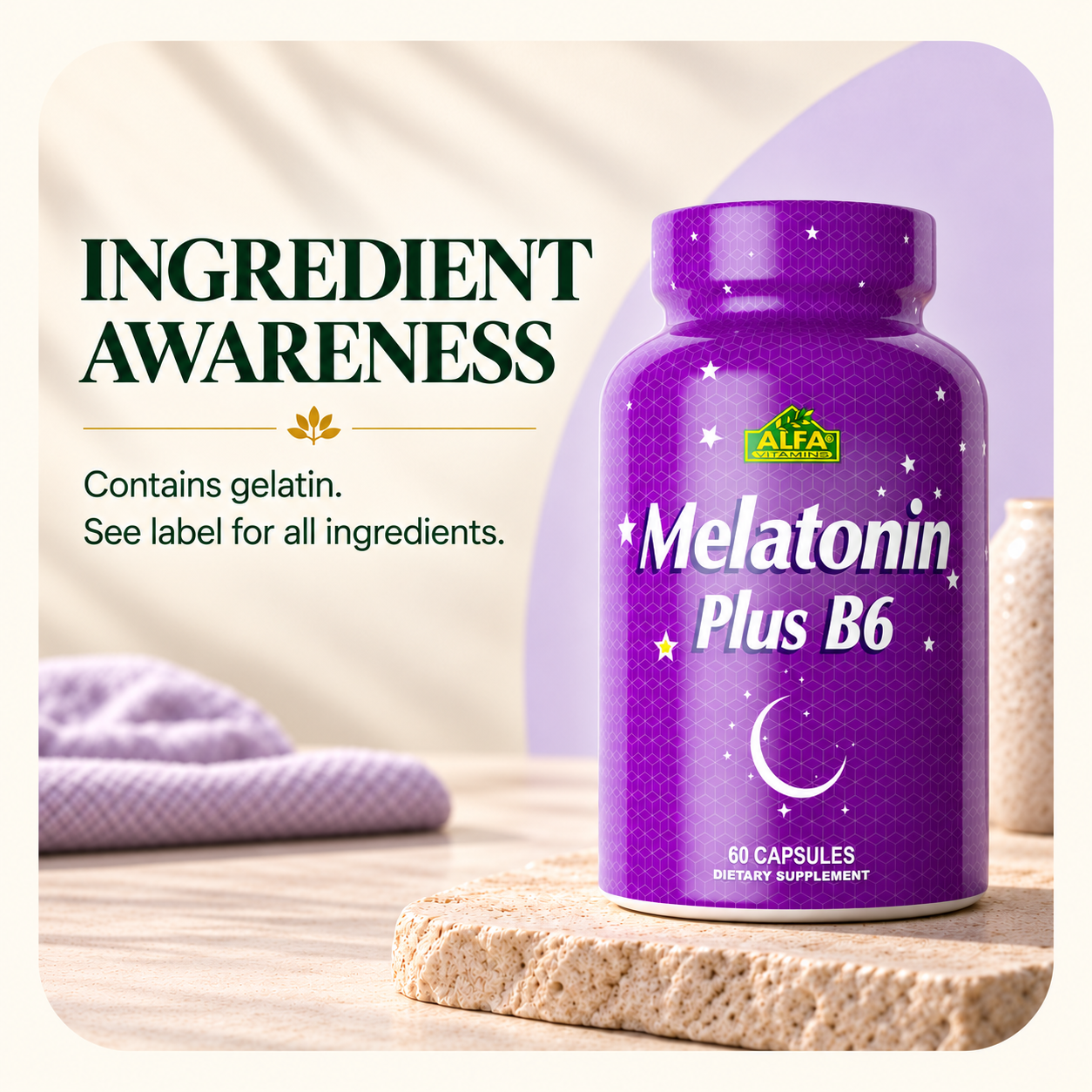 Alfa Vitamins Melatonin Plus B6 ingredients