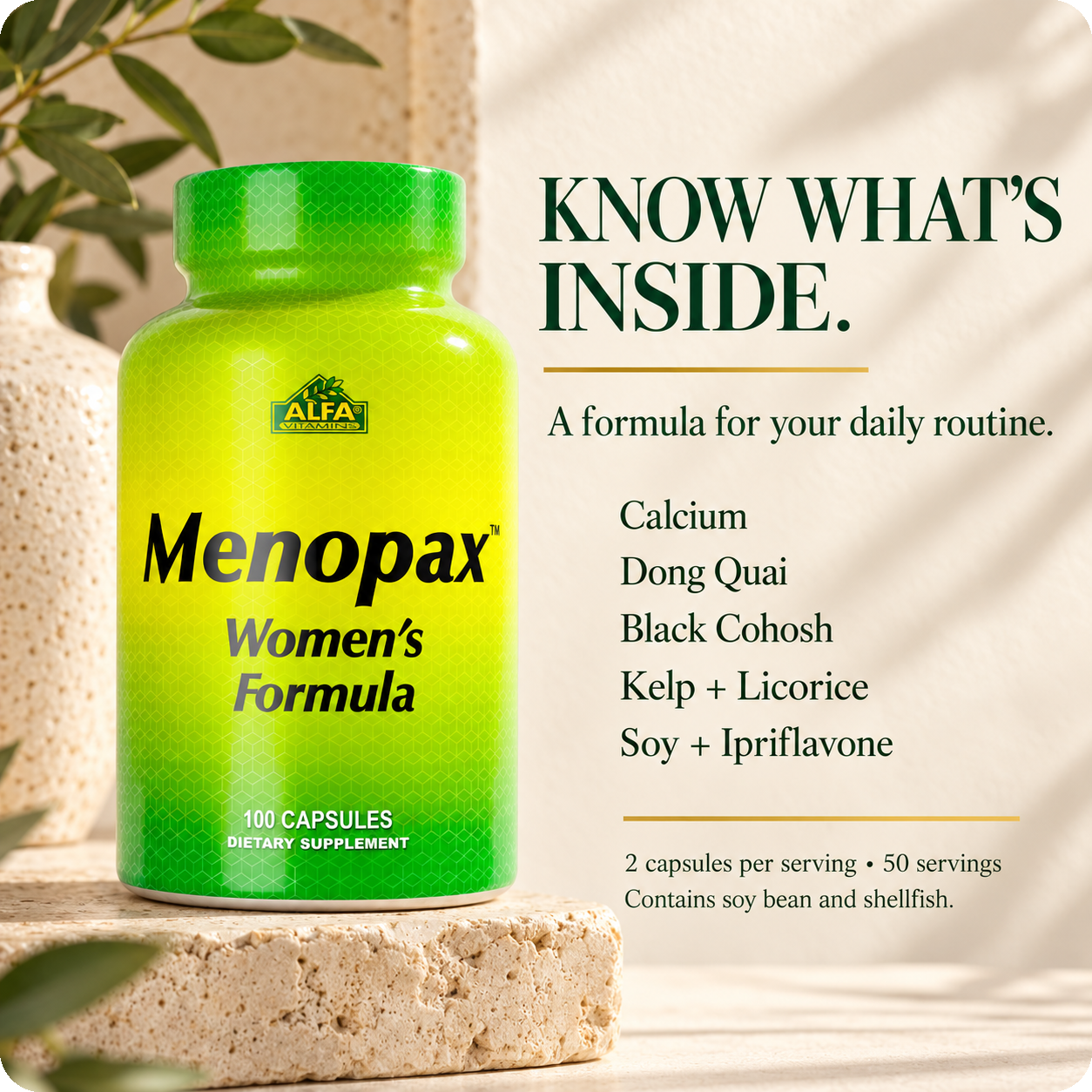 Menopax formula ingredients and allergen statement