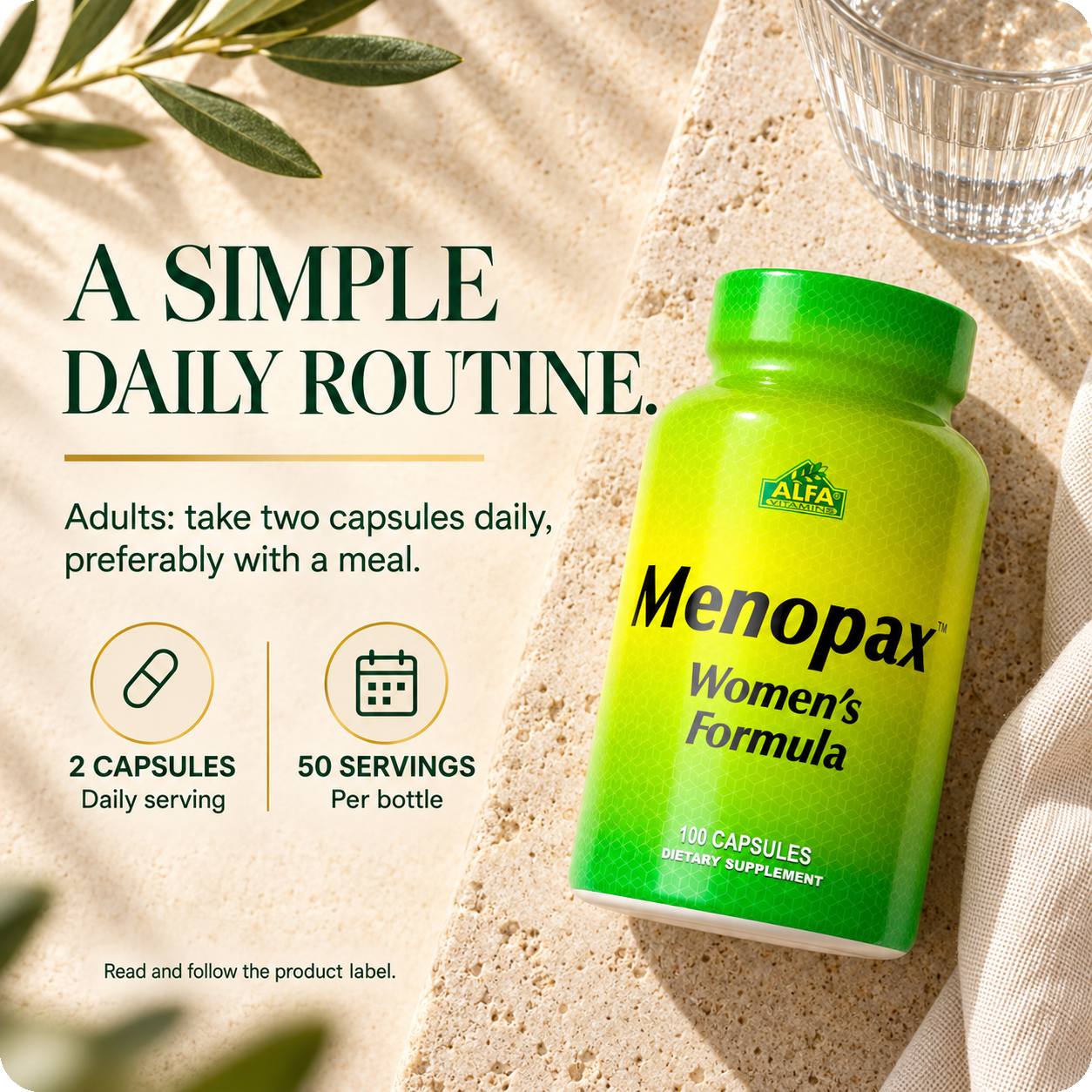 Menopax daily directions and serving information
