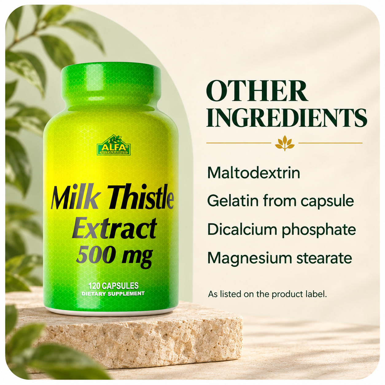 Existing Milk Thistle Extract product-details artwork.
