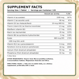 Multi Daily Supplement Facts for one tablet serving and 120 servings.