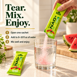 How to prepare Alfa NAD+ — mix one sachet with 8–10 fl oz of water