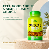 Omega 3 Fish Oil 1000 mg, pictured 60-softgel bottle, for a clearly labeled daily routine.