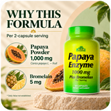 Papaya Enzyme formula: papaya powder 1000 mg and bromelain 5 mg per two-capsule serving.
