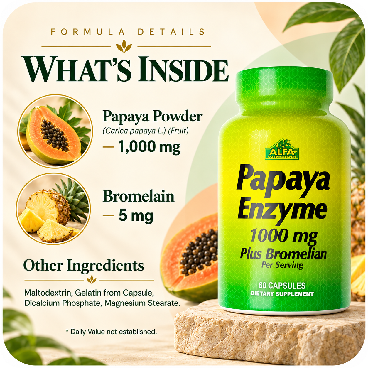 Existing Papaya Enzyme product-details artwork.