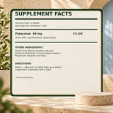 Potassium Gluconate verified supplement facts, ingredients and directions.