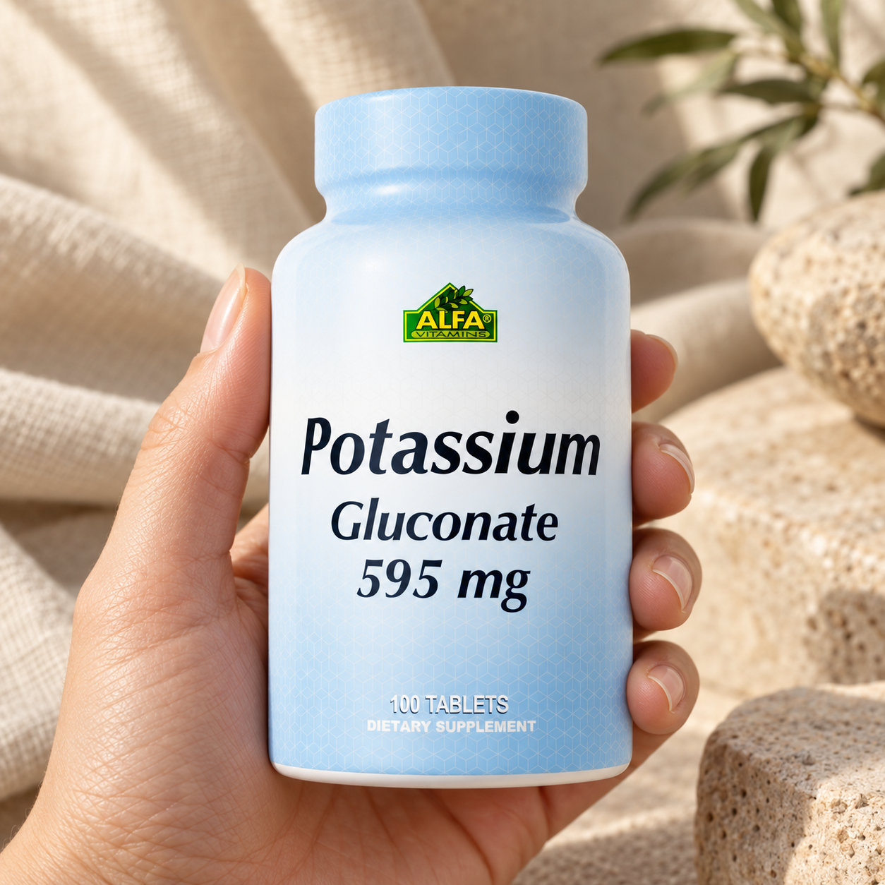 Potassium Gluconate 595 mg - 100 tablets — packaging detail