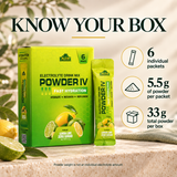 Powder IV box contents: six packets with 5.5 g of powder each