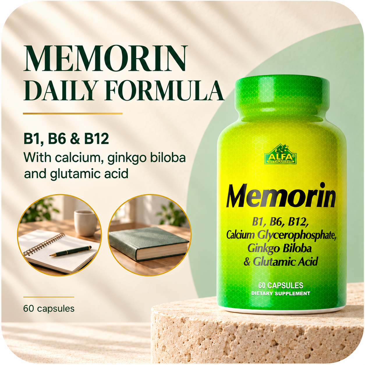 Alfa Vitamins Memorin — rounded brand artwork