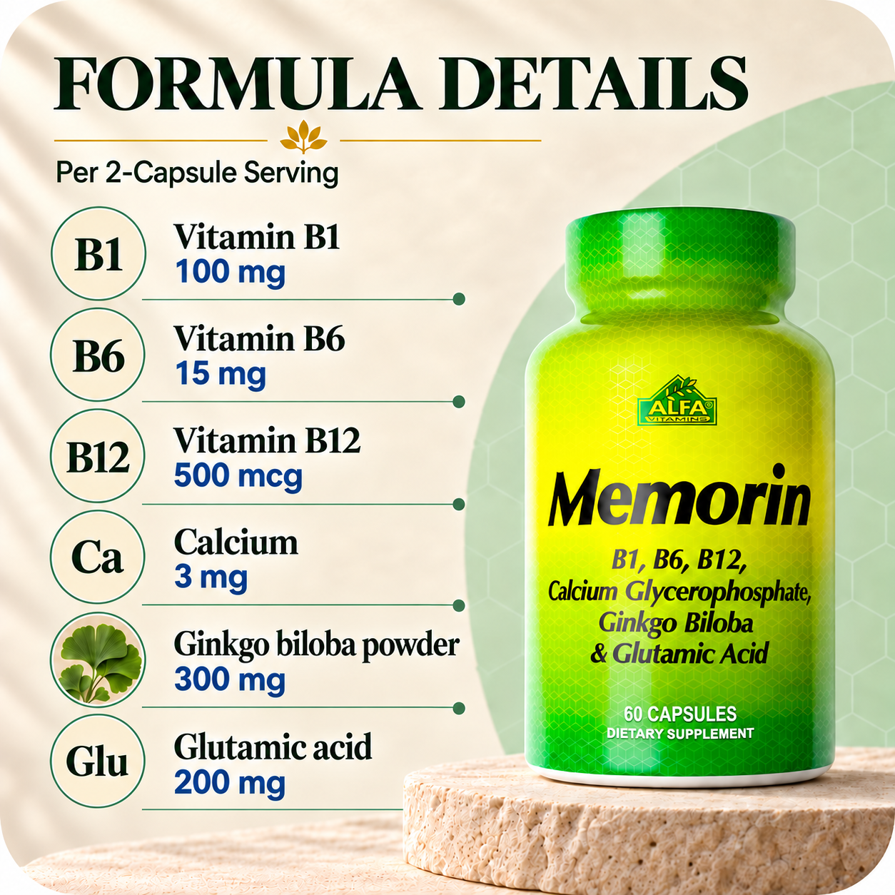 Alfa Vitamins Memorin — rounded brand artwork