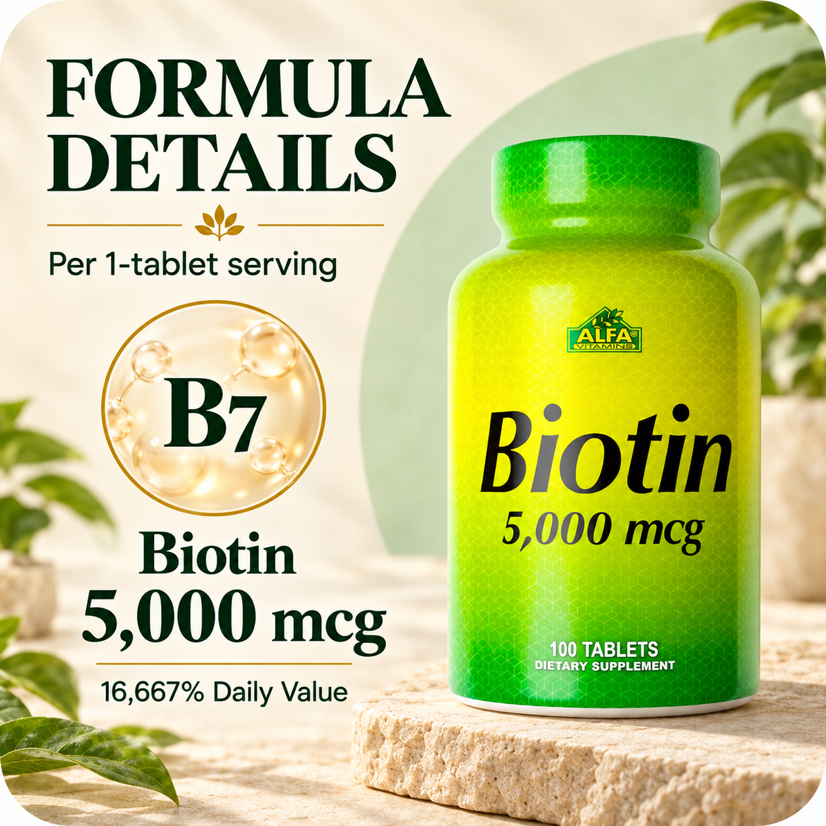 Alfa Vitamins Biotin 5000 mcg — rounded brand artwork