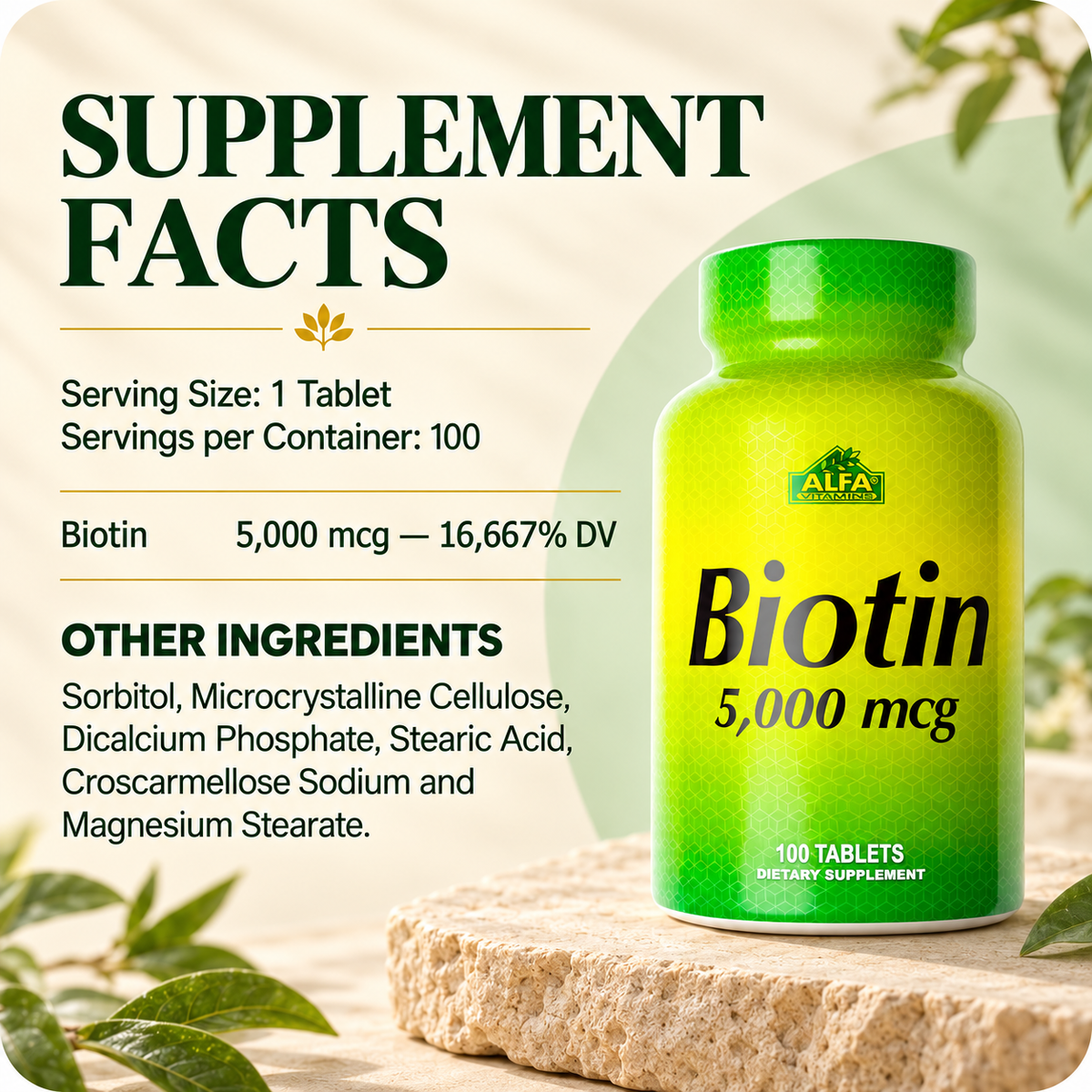 Alfa Vitamins Biotin 5000 mcg — rounded brand artwork