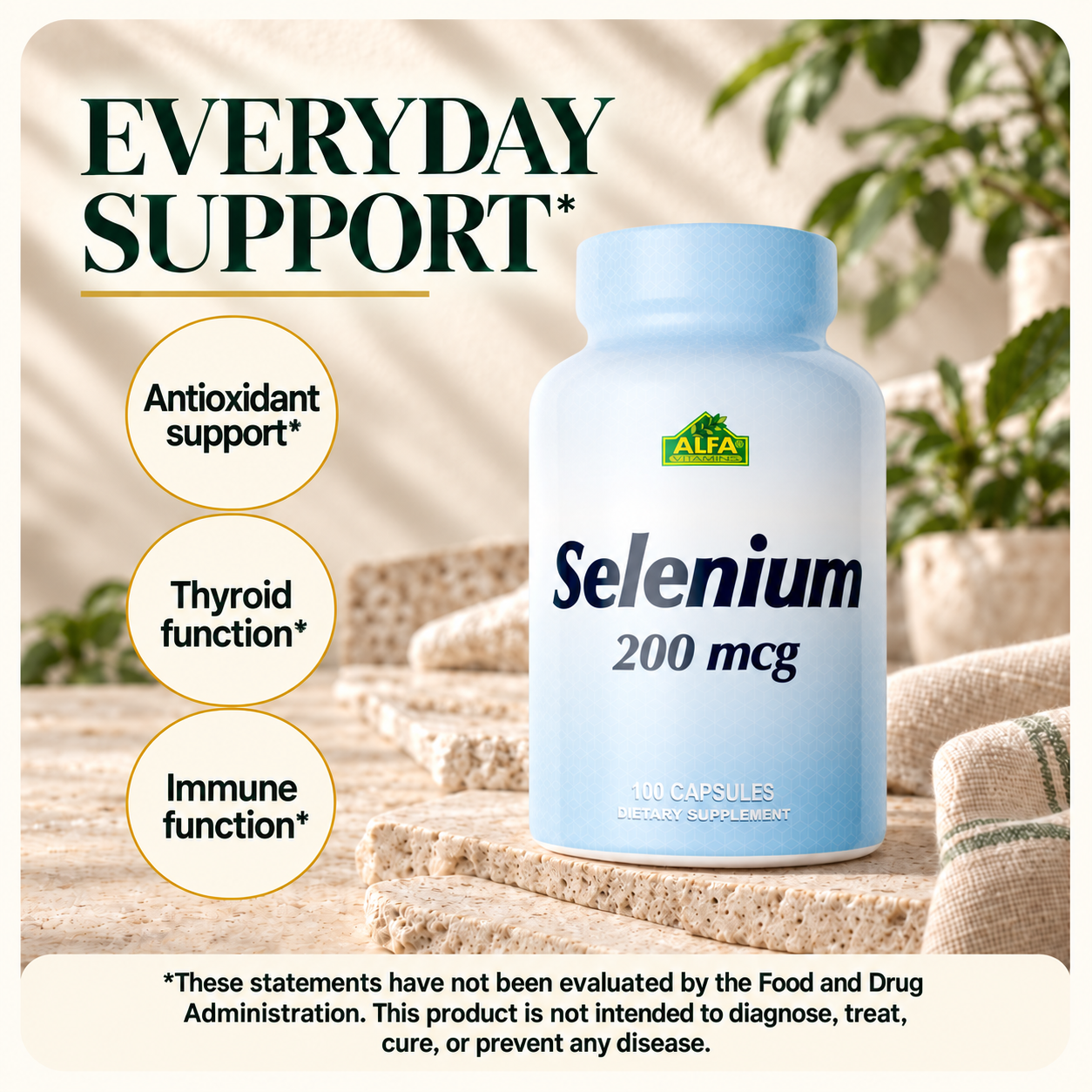Selenium antioxidant, thyroid and immune support