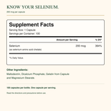 Supplement Facts and ingredients for Selenium 200 mcg