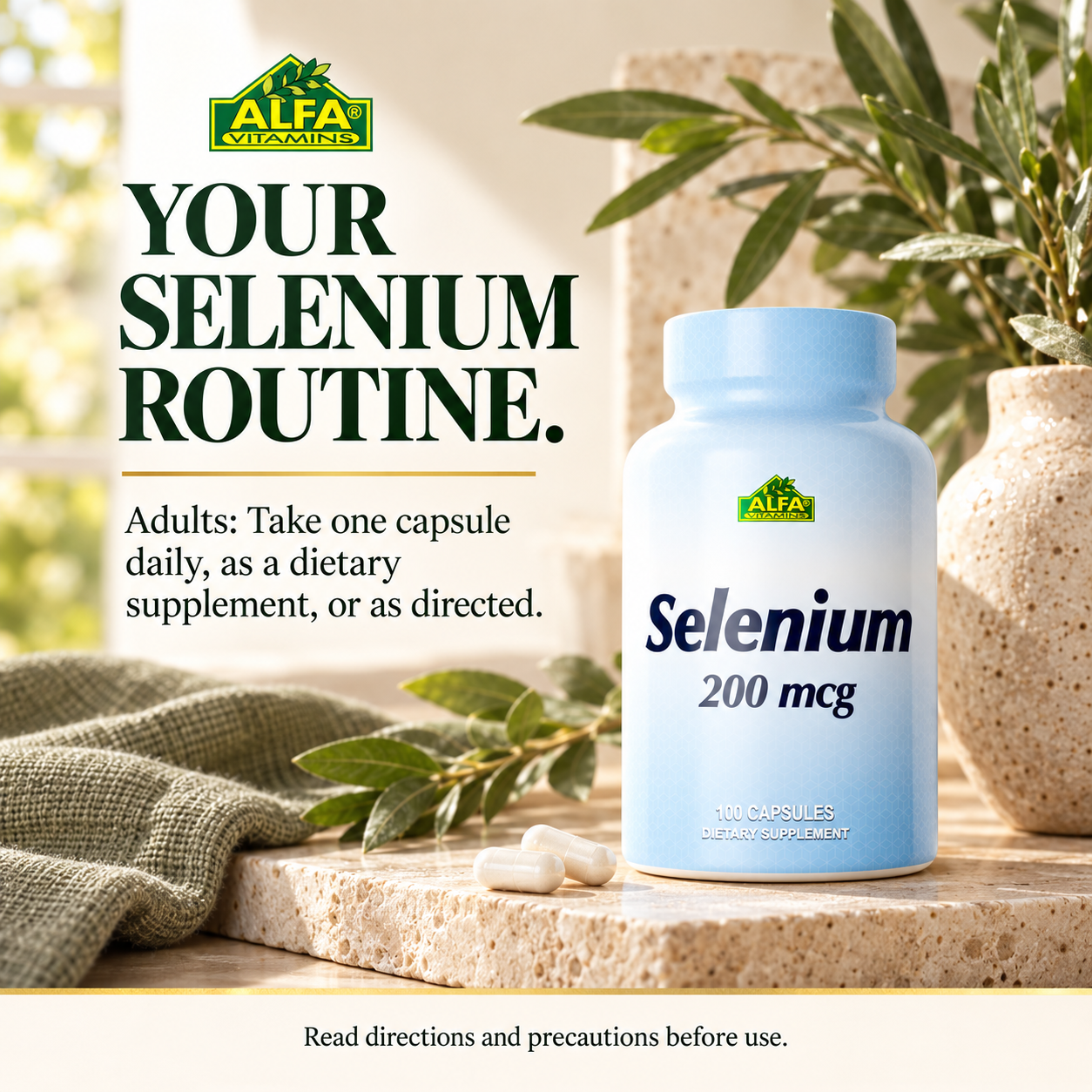 Selenium adult directions: one capsule daily or as directed
