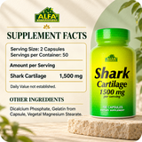 Shark Cartilage Supplement Facts: 1,500 mg per two-capsule serving. Full serving and ingredient details are in the Supplement Facts section below.