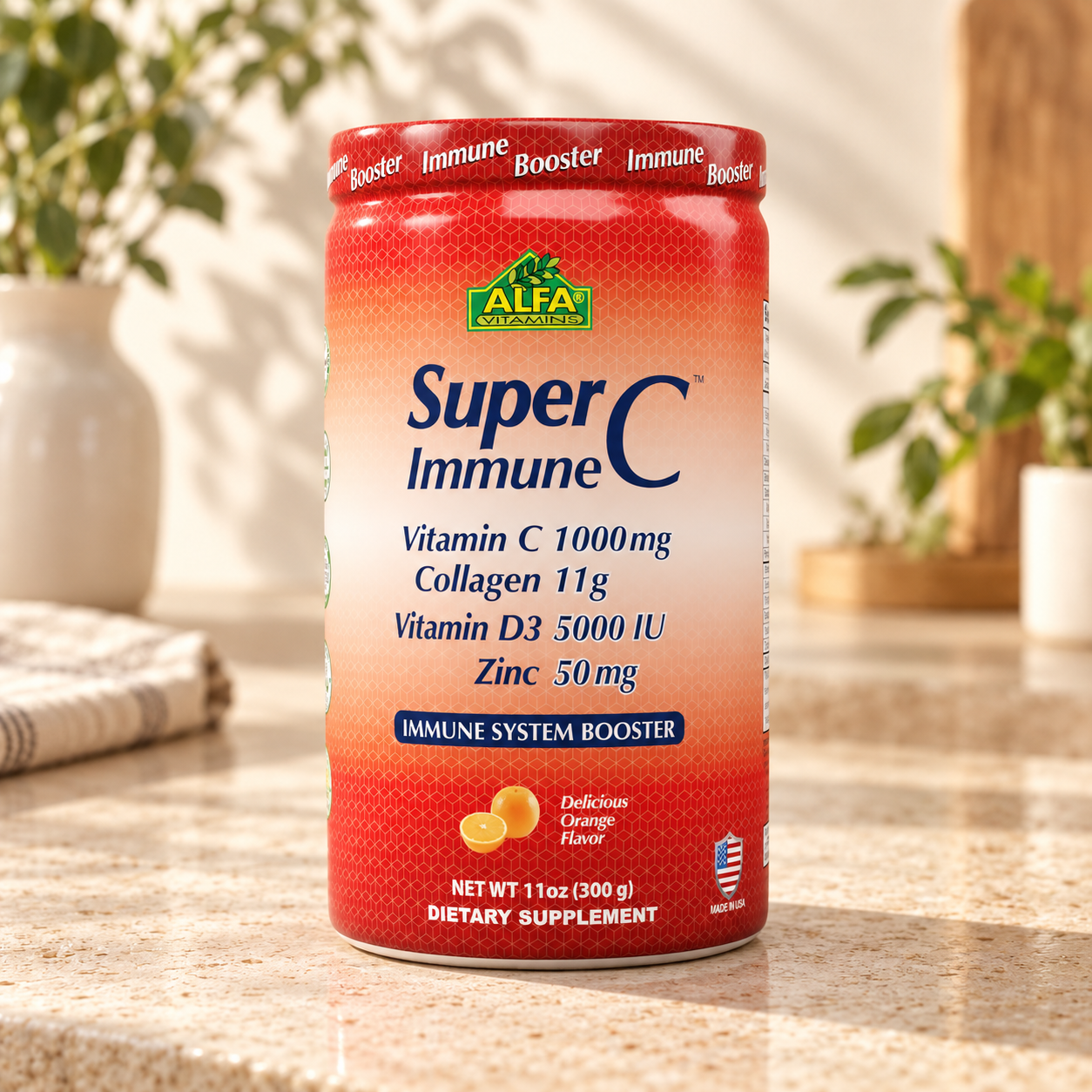SuperC Immune Powder - Orange Flavor - 11 oz