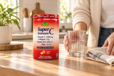 Closed Alfa SuperC Immune canister on a kitchen counter.