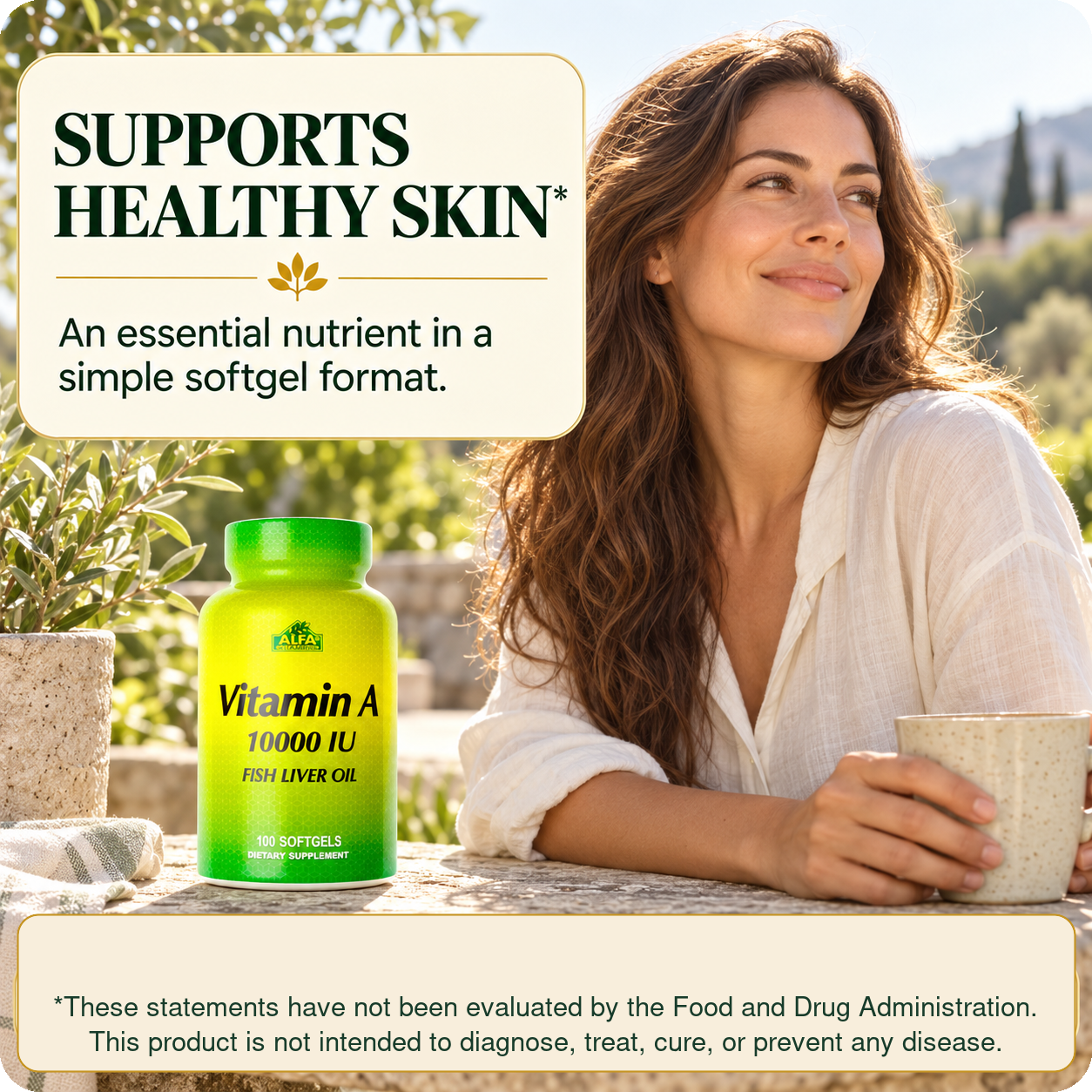Vitamin A healthy skin lifestyle support card