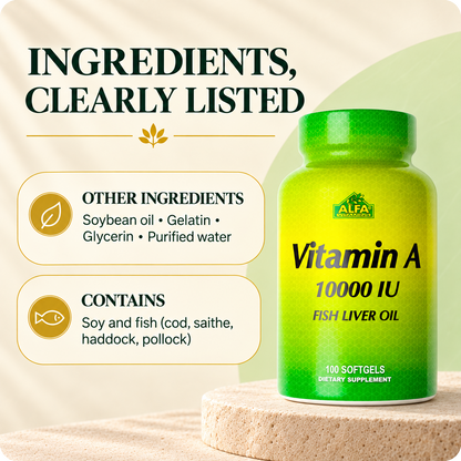 Vitamin A fish liver oil ingredients and allergen card