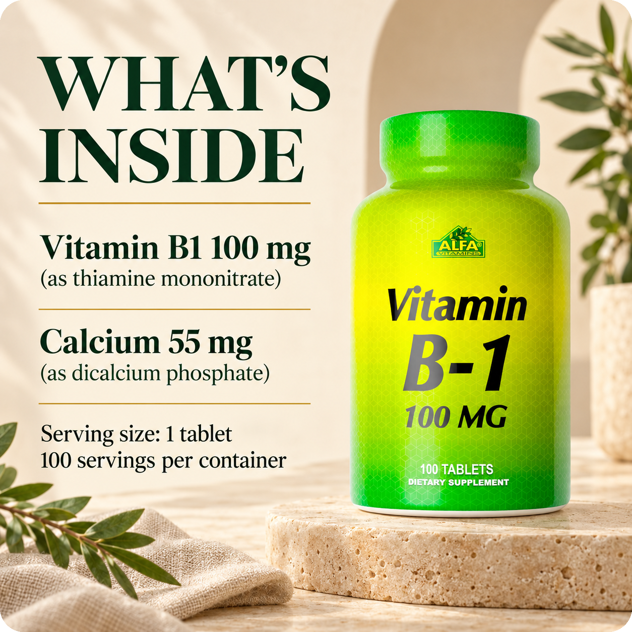 Vitamin B1 100 mg formula card
