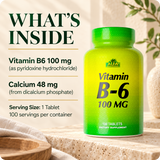 Vitamin B6 formula: 100 mg pyridoxine hydrochloride and 48 mg calcium per tablet.