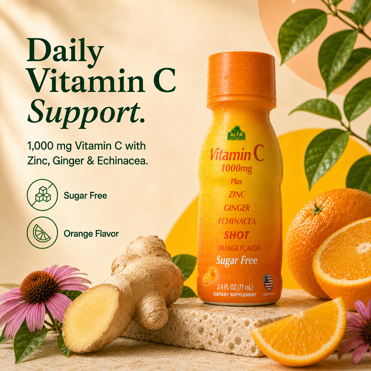 Alfa Vitamin C Shot with orange, ginger and echinacea.