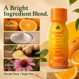 Alfa Vitamin C Shot ingredient blend: Vitamin C, zinc, ginger and echinacea; orange flavor, sugar free