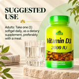 Vitamin D3 2000 IU suggested use card