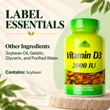 Vitamin D3 2000 IU label essentials card