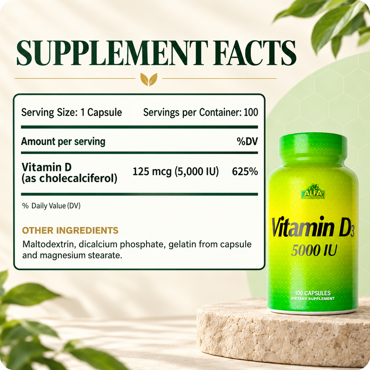 Vitamin D3 verified supplement facts and ingredients